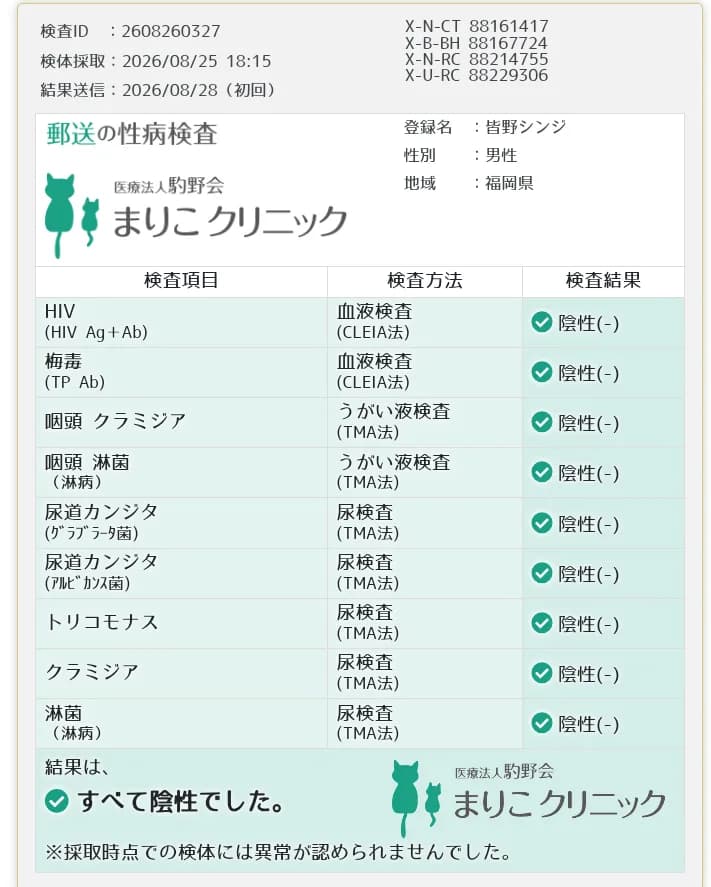 今月も検査しました